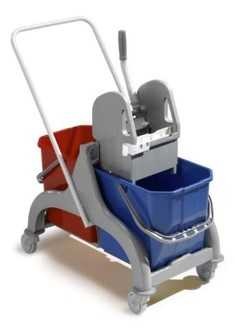 Chariot De Lavage Bi Bac 2X15L Sur Roulettes Avec Presse Et Timon Basculant Chariots de lavage