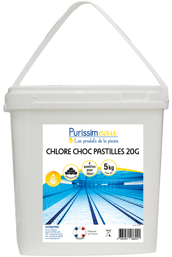 Seau de 5kg de pastilles de Chlore Choc pour chlorer votre bassin