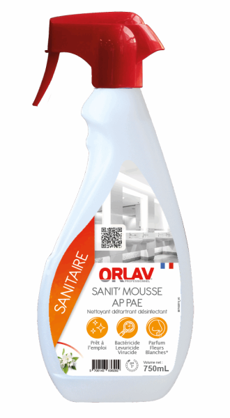Orlav Nettoyant Detartrant Désinfectant Sanitaire Sanit'mousse prêt à l'emploi / 750Ml Entretien sanitaire