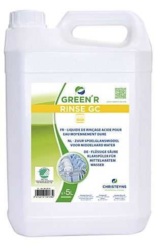 LIQUIDE DE RINCAGE GREEN'R RINSE GC SPÉCIAL EAUX DURES 5L HYGIENE CUISINE