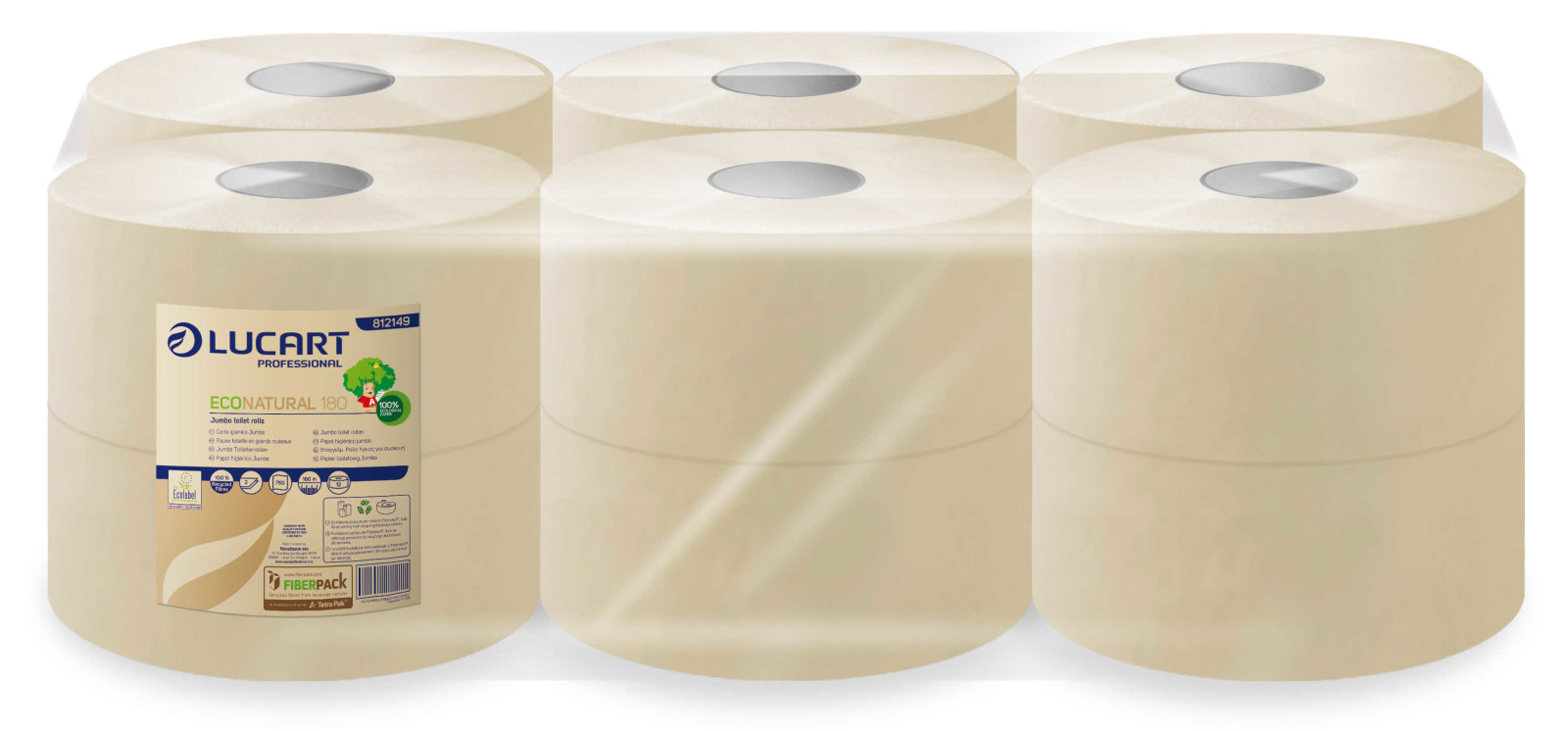 Papier toilette hygiénique Mini Jumbo - Lot de 12 rouleaux