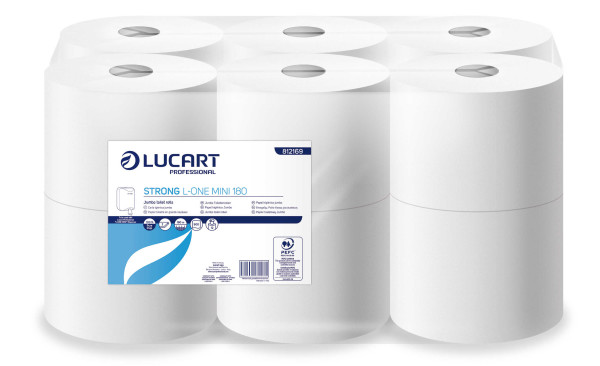 Papier Hygiénique MINI L-ONE 2 Plis Blanc  Lot de 12 Papier toilette et distributeur