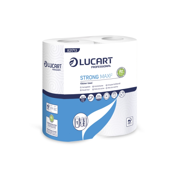 Essuie-tout maxi Lucart Strong Maxi² – Grande capacité et haute résistance - Lot de 20 rouleaux Essuie Tout