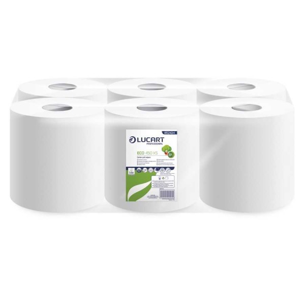 Bobine A Devidage Central 450Fts Ecolabel Les 6 Rouleaux Essuie mains et distributeur