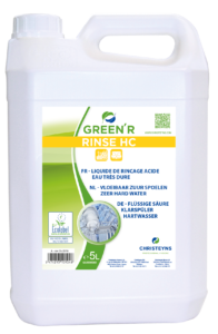 LIQUIDE DE RINCAGE GREEN'R RINSE HC SPÉCIAL EAUX DOUCES A MOYENNEMENT DURES 5L PRODUITS VAISSELLE