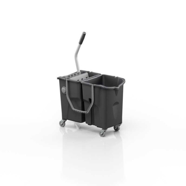 Seau De Lavage Clevy Bi Bac 2*15 Litres Sur Roulettes Avec Presse A Plat Integré + vidange Chariots de lavage