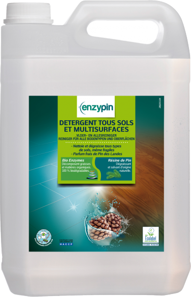 Le vrai professionnel détergent tous sols ecologique technologie enzypin® 5 Litres Produits écolabel