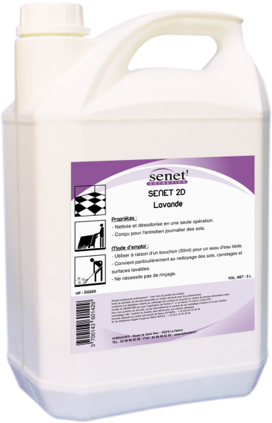 Detergent 2 D Senet Parfum Au Choix Le Bidon De 5 Litres  ( Lavande, Fraise, Citron Vert, Ambiance, Floral) Entretien des sols