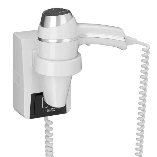 Seche Cheveux Clipper II Blanc  + Support Avec Prise Rasoir Mono-tension Seche cheveux