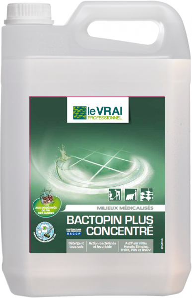 Le Vrai Detergent Desinfectant Ddo Concentre Bactopin S - 5 L Entretien des sols
