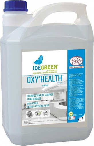 OXY HEALTH Désinfectant bactéricide, levuricide, fongicide, virucide, mycobatéricide et sporicide utilisé pour les toutes les surfaces. Efficacité virucide couverte sur le Coronavirus. Le bidon de 5L Détergent pour centrale de nettoyage et desinfection
