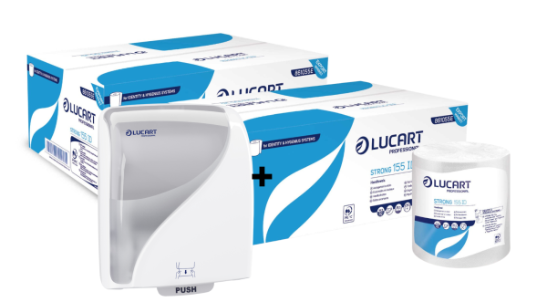 Essuies-mains autocut 2 plis blanc 155m - Carton de 6 Rouleaux + 1 Distributeur offert Equipement Sanitaire