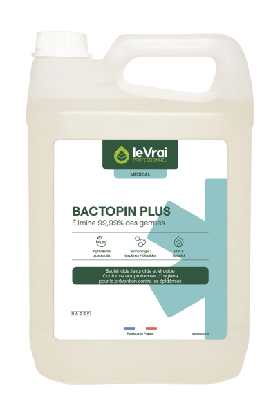 Le vrai professionnel bactopin plus prêt à l’emploi pour les milieux médicalisés 5 litres Protection individuelle