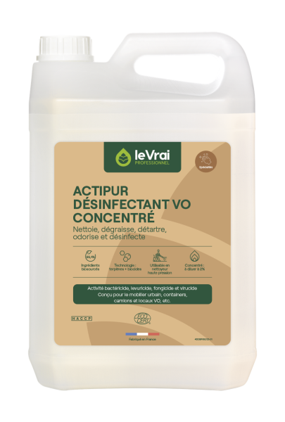 Le vrai professionnel actipur désinfectant vide ordures concentré labellisé - Bidon 5L Surodorant & nettoyant VO