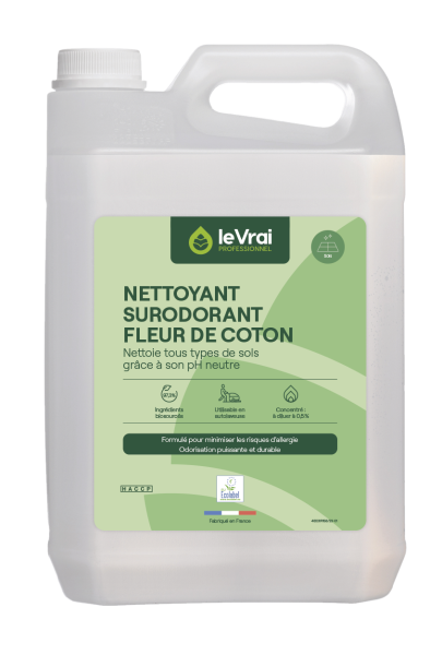 Le vrai professionnel nettoyant surodorant fleur de coton détergent parfumant 5L Détergents sol