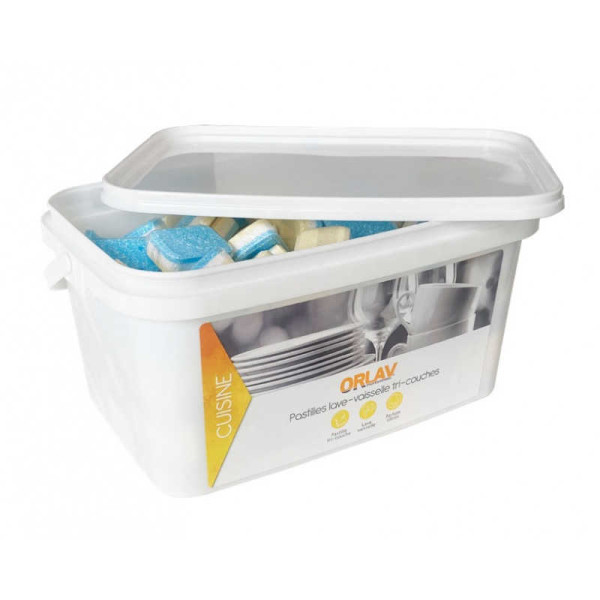 Pastilles Lave-Vaisselle Tri-Couches – 20g en Sachet Hydrosoluble - Seau de 3kg Vaisselle machine