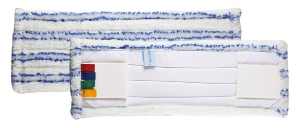 Frange Microfibre Soft Liseré Bleu Poche/Languette Universelle 40Cm Le lavage