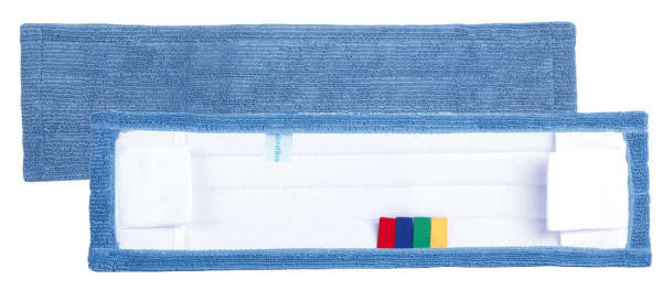 Frange Microfibre Bleue  universelle 50 Cm Poches + Languettes Le lavage