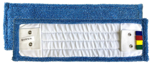 Frange Microfibre Bleue  40 Cm Microfibres Bleue ,Poches + Languettes Le lavage