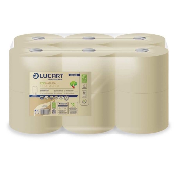 Papier Hygiénique 2 Plis MINI L-ONE ECONATURAL LOT DE 12 Papier toilette et distributeur